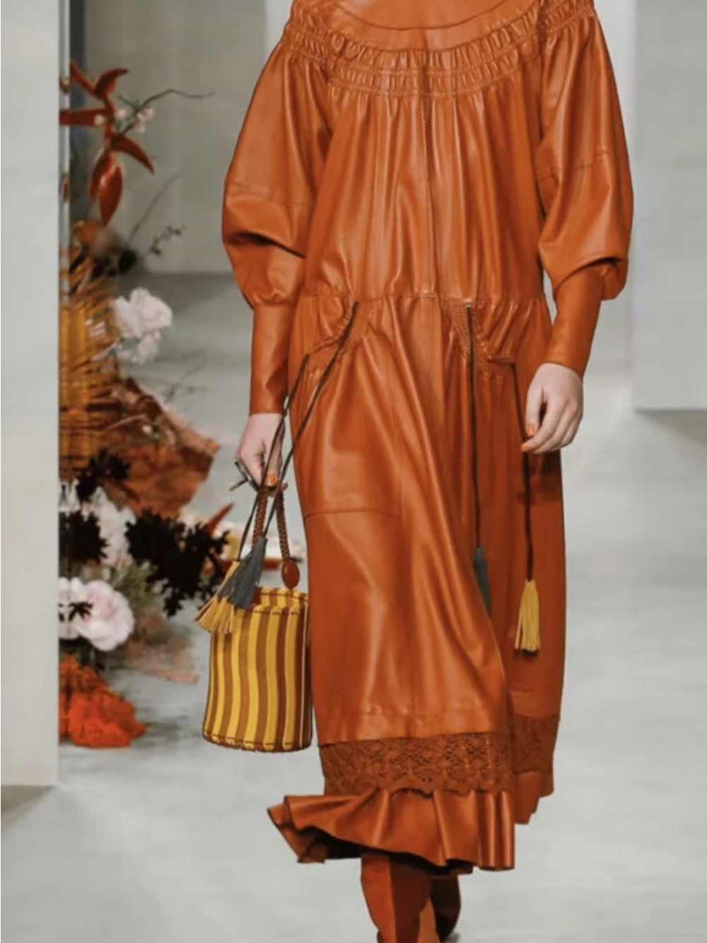 Ulla Johnson Adila Leather Midi Dress with Tassel Details